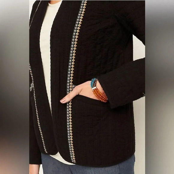 NWT J.Jill Pure Jill Seersucker Black Jacket Size Small - Picture 5 of 10